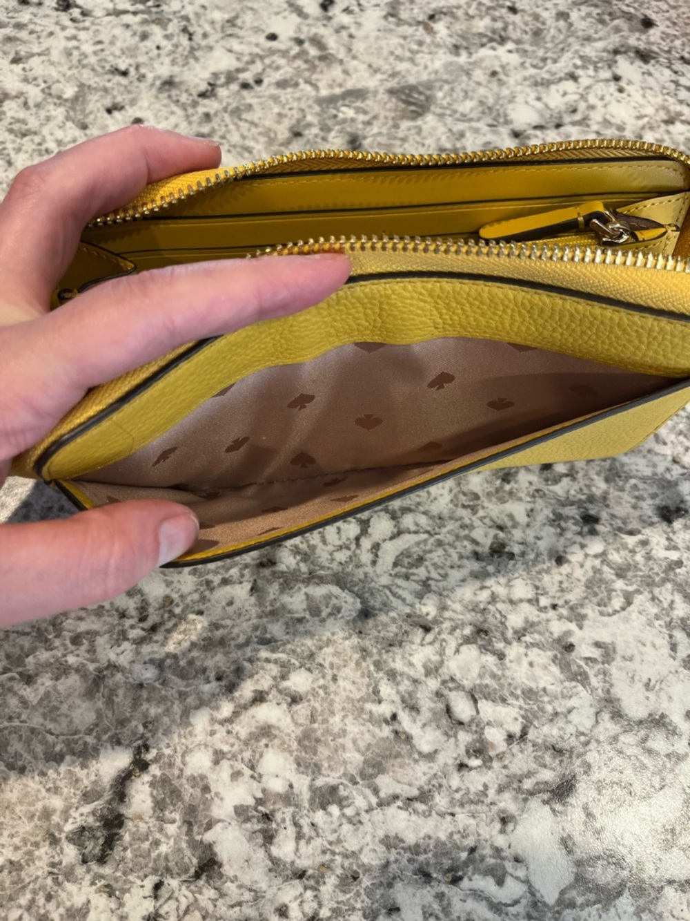 kate spade Yellow Pebbled Leather Zip Wallet - Picture 8 of 11